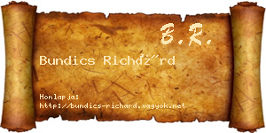 Bundics Richárd névjegykártya
